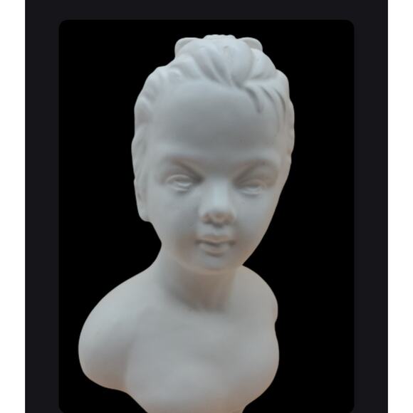 Vintage White Ceramic Bust Girl Female Head Statue Mid Century Classical Decor - Picture 10 of 15